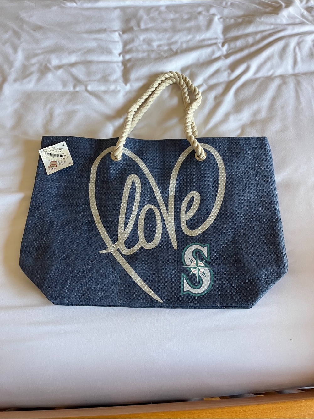 Seattle Mariners Blue Woven Straw Small Love Rope Tote Bag โพ๏ธ - Picture 15 of 15